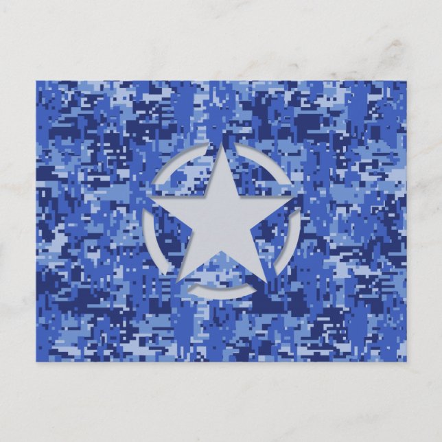 Cartão Postal Camuflagem Azul do Marinho Retroativo Estêncil Est (Frente)