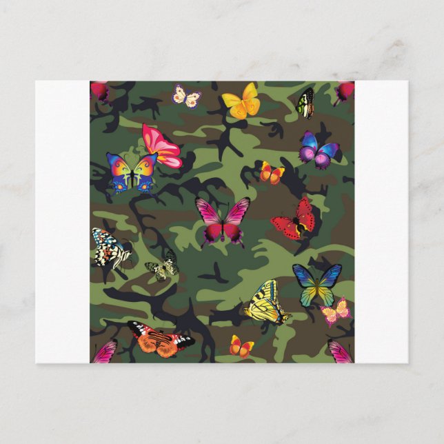 Cartão Postal camuflagem de borboletas (Frente)
