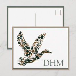 Cartão Postal Camuflagem Elegante Pato-real Monograma