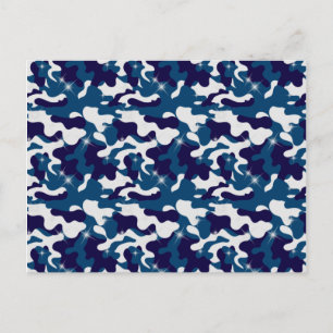 Cartão Postal Camuflagem Estrelas Branco Azul Camuflado Exército