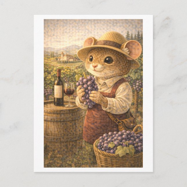 Cartão Postal Camundongo Enólogo como Vintner (Frente)