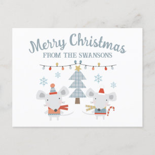 Cartão Postal Camundongos e árvores de Natal bonitos