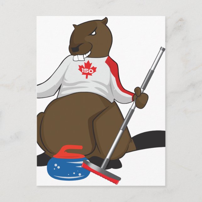Cartão Postal Canadá 150 em 2017 Beaver Curling Main (Frente)
