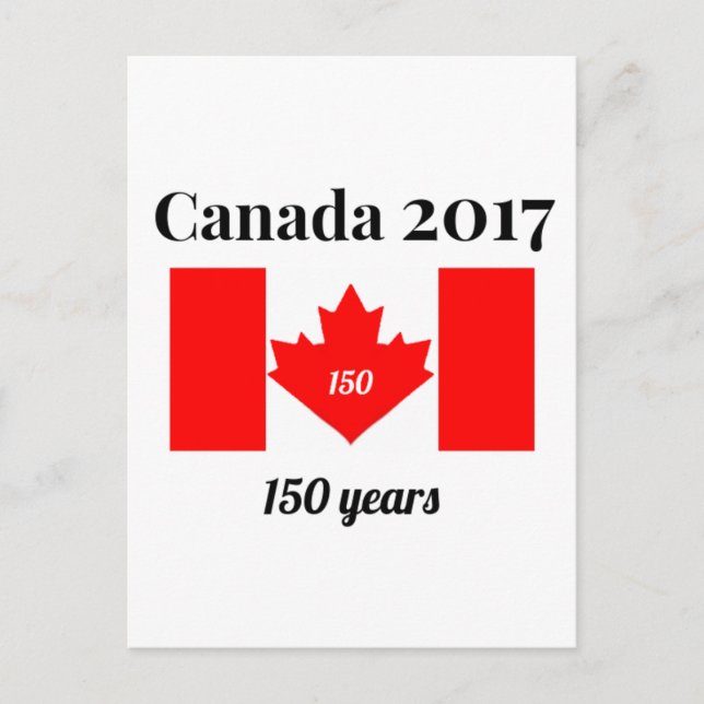 Cartão Postal Canadá 150 em 2017 Sinalizador do Coração (Frente)