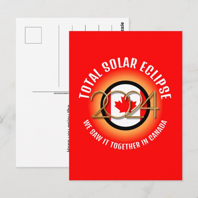 Cartão Postal Canadá 2024 TOTAL ECLIPSE SOLAR (Frente/Verso)