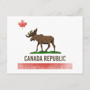 Cartão Postal Canadá - Canadá Moose e Bandeira da Califórnia