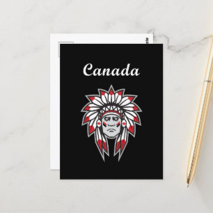 Cartão Postal Canadá Colorido Chefe Indígena Indígena Nativo Ame