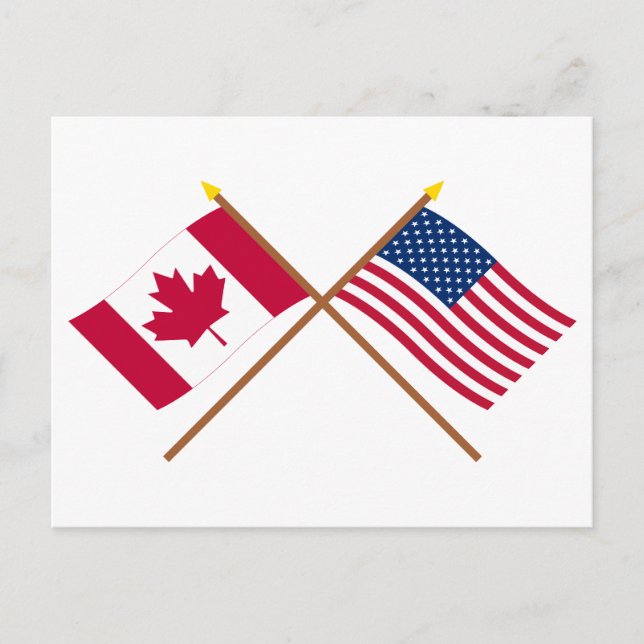 Cartão Postal Canadá e Estados Unidos cruzaram sinalizadores (Frente)