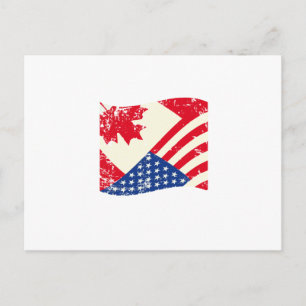 Cartão Postal Canadense American Flag Canada America Vintage Gif