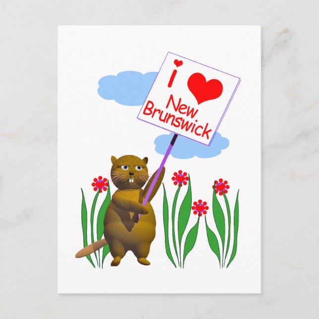 Cartão Postal Canadense Beaver ama New Brunswick (Frente)