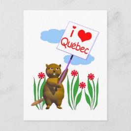 Cartão Postal Canadense Beaver Loves Quebec