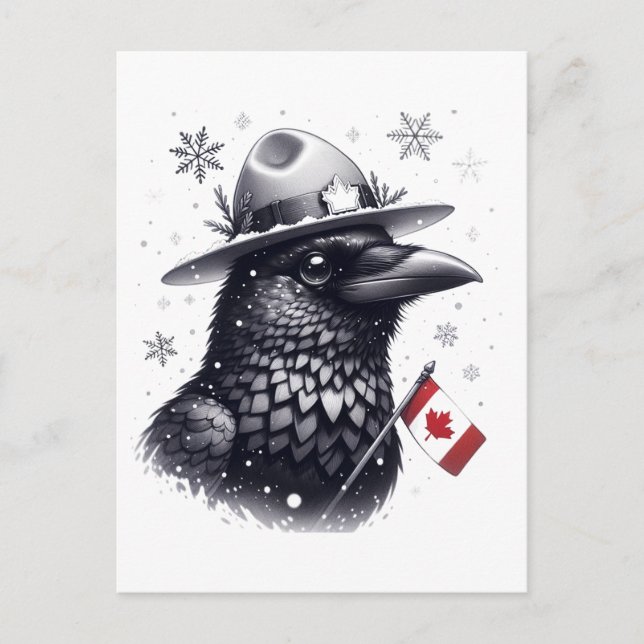 Cartão Postal Canadense Winter Raven (Frente)
