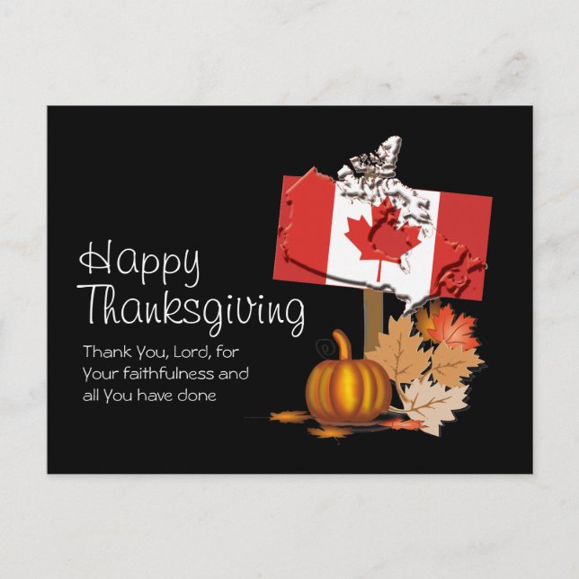 Cartão Postal CANADIAN THANKSGIVING | Bandeira do Canadá (Frente)
