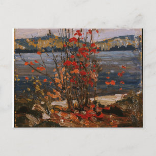 Cartão Postal Canadiano Painting-Lake e Red Tree por Tom Thomson