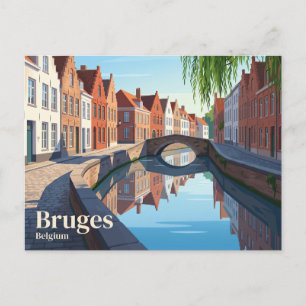Cartão Postal Canais de Bruges Bélgica