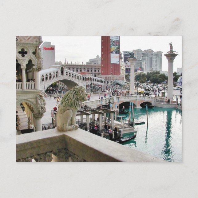 Cartão Postal Canais Gôndolas Pontes Las Vegas (Frente)