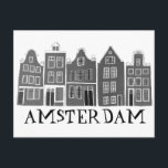 Cartão Postal Canal Casas de Viagem Cute de Amsterdã Holland<br><div class="desc">Envie uma mensagem com este doce e mesquinho cartão postal de texto padrão do Amsterdam.Você pode personalizá-lo e alterar ou adicionar texto também. Adicione seu próprio texto no verso. Procure em meu compro muito mais cores e padrões! E mais itens que combinam também como bolsas, adesivos, ímãs, chapéus e camisetas....</div>