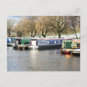 Cartão Postal Canal Congelado de Barcos Estreitos