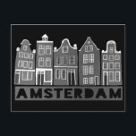 Cartão Postal Canal de Amsterdam Holland Casas Viagem Black Wite<br><div class="desc">Envie uma mensagem com este doce e mesquinho cartão postal de texto padrão do Amsterdam.Você pode personalizá-lo e alterar ou adicionar texto também. Adicione seu próprio texto no verso. Procure em meu compro muito mais cores e padrões! E mais itens que combinam também como bolsas, adesivos, ímãs, chapéus e camisetas....</div>