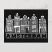 Canal de Amsterdam Holland Casas Viagem Black Wite