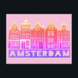 Cartão Postal Canal de Amsterdam Holland Casas Viagem Coloridas<br><div class="desc">Envie uma mensagem com este doce e mesquinho cartão postal de texto padrão do Amsterdam.Você pode personalizá-lo e alterar ou adicionar texto também. Adicione seu próprio texto no verso. Procure em meu compro muito mais cores e padrões! E mais itens que combinam também como bolsas, adesivos, ímãs, chapéus e camisetas....</div>