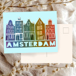 Cartão Postal Canal de Amsterdam Holland Casas Viagem Coloridas<br><div class="desc">Envie uma mensagem com este doce e mesquinho cartão postal de texto padrão do Amsterdam.Você pode personalizá-lo e alterar ou adicionar texto também. Adicione seu próprio texto no verso. Procure em meu compro muito mais cores e padrões! E mais itens que combinam também como bolsas, adesivos, ímãs, chapéus e camisetas....</div>