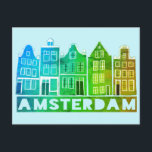 Cartão Postal Canal de Amsterdam Holland Casas Viagem Coloridas<br><div class="desc">Envie uma mensagem com este doce e mesquinho cartão postal de texto padrão do Amsterdam.Você pode personalizá-lo e alterar ou adicionar texto também. Adicione seu próprio texto no verso. Procure em meu compro muito mais cores e padrões! E mais itens que combinam também como bolsas, adesivos, ímãs, chapéus e camisetas....</div>