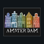 Cartão Postal Canal de Amsterdam Holland Casas Viagem Coloridas<br><div class="desc">Envie uma mensagem com este doce e mesquinho cartão postal de texto padrão do Amsterdam.Você pode personalizá-lo e alterar ou adicionar texto também. Adicione seu próprio texto no verso. Procure em meu compro muito mais cores e padrões! E mais itens que combinam também como bolsas, adesivos, ímãs, chapéus e camisetas....</div>
