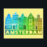 Cartão Postal Canal de Amsterdam Holland Casas Viagem Coloridas<br><div class="desc">Envie uma mensagem com este doce e mesquinho cartão postal de texto padrão do Amsterdam.Você pode personalizá-lo e alterar ou adicionar texto também. Adicione seu próprio texto no verso. Procure em meu compro muito mais cores e padrões! E mais itens que combinam também como bolsas, adesivos, ímãs, chapéus e camisetas....</div>