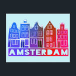 Cartão Postal Canal de Amsterdam Holland Casas Viagem Coloridas<br><div class="desc">Envie uma mensagem com este doce e mesquinho cartão postal de texto padrão do Amsterdam.Você pode personalizá-lo e alterar ou adicionar texto também. Adicione seu próprio texto no verso. Procure em meu compro muito mais cores e padrões! E mais itens que combinam também como bolsas, adesivos, ímãs, chapéus e camisetas....</div>