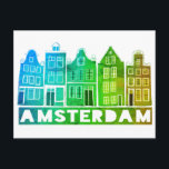 Cartão Postal Canal de Amsterdam Holland Casas Viagem Coloridas<br><div class="desc">Envie uma mensagem com este doce e mesquinho cartão postal de texto padrão do Amsterdam.Você pode personalizá-lo e alterar ou adicionar texto também. Adicione seu próprio texto no verso. Procure em meu compro muito mais cores e padrões! E mais itens que combinam também como bolsas, adesivos, ímãs, chapéus e camisetas....</div>