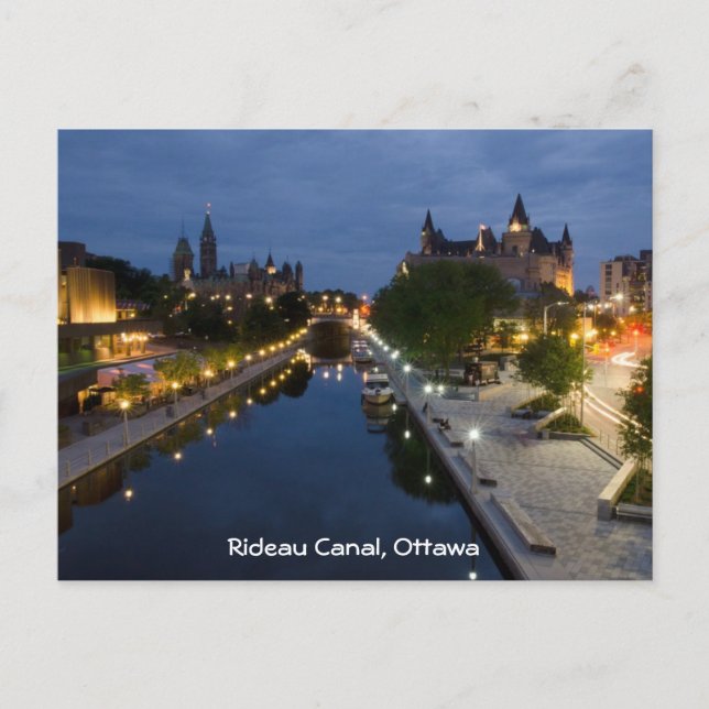Cartão Postal Canal de Rideau e movimentação de Sussex na noite (Frente)