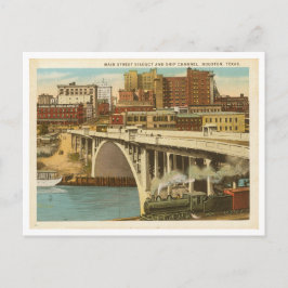 Cartão Postal Canal de Viaduto da Rua Principal Vintage Houston