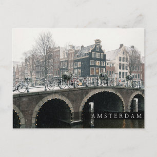 Cartão Postal Canal em Amsterdã no inverno