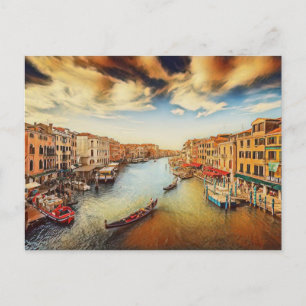 Cartão Postal Canal Grande de Veneza com gôndolas