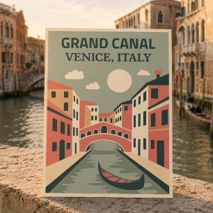 Cartão Postal Canal Grande Veneza Itália Rústico Vintage Retro