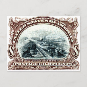 Cartão Postal Canal Locks Michigan, 1901