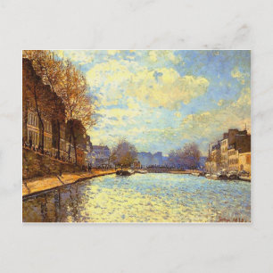 Cartão Postal Canal Martin de rua por Sisley Impressionista