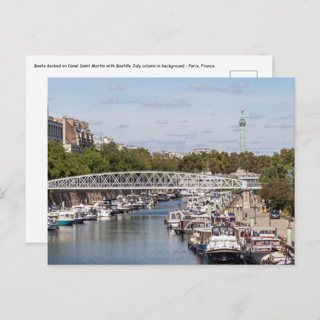 Cartão Postal Canal Saint Martin - Paris (Frente/Verso)