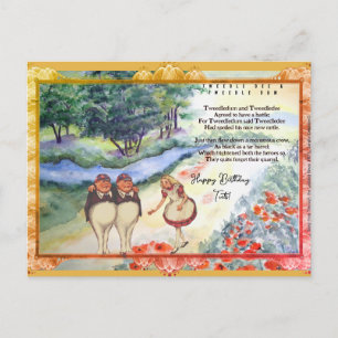 Cartão Postal Canção Especial do Espelho Olhar Tweetle Dee Dum 