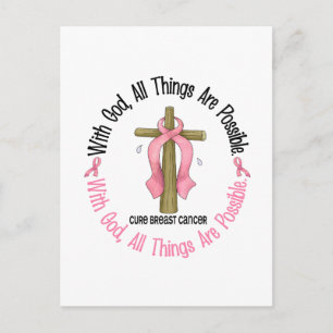 Cartão Postal Cancer DA Mama COM DEUS CROSS 1