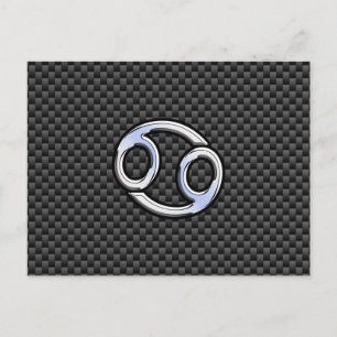 Cartão Postal Cancer de Estilo Cromo Símbolo Zodiac Fibra de Ca