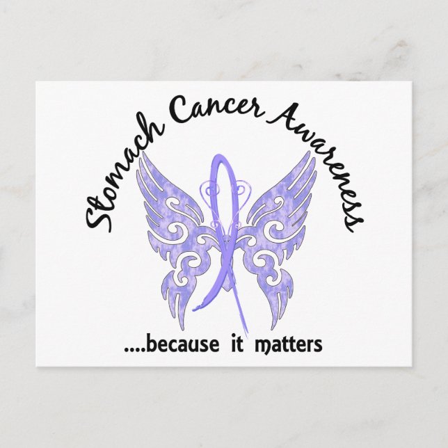 Cartão Postal Cancer de estômago Grunge Tattoo Butterfly 6.1 (Frente)