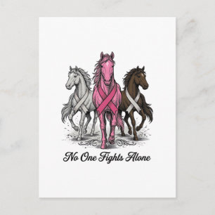 Cartão Postal Câncer de Mama Suporte Cavalo Vetor Camisa Design_