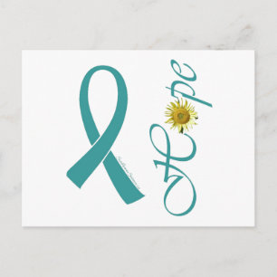 Cartão Postal Câncer de ovário Teal Ribbon Hope
