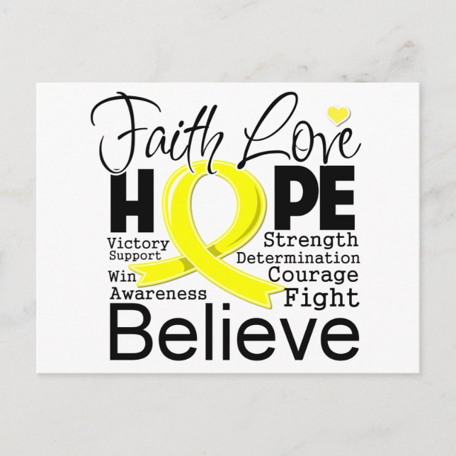Cartão Postal Cancer Sarcoma Típica Faith Love Esperança (Frente)