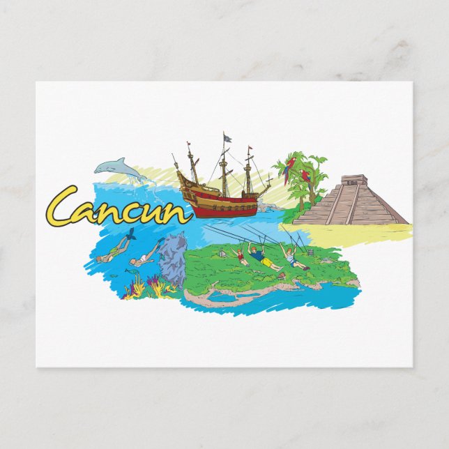 Cartão Postal Cancun, Cidade Famosa do México (Frente)