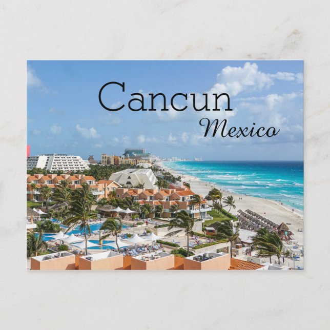 Cartão Postal Cancún de Férias de Praia Tropicais México (Frente)