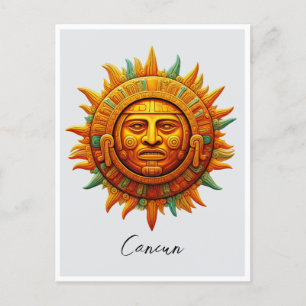 Cartão Postal Cancun Mayan Sun Deus México Viagem