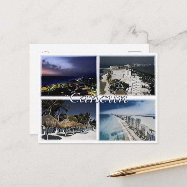 Cartão Postal Cancun - México - Mosaico - (Frente/Verso In Situ)